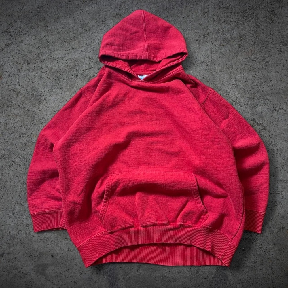 Vintage 90's College Ware USA Faded Red Pullover Hoodie Streetwear Minimalist